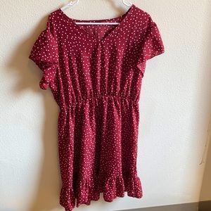 SHEIN Curve ruffled sleeve red polka dot dress XL